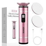 SUHZF Electric-Foot-File-Callus-Remover Glass Grinding Head Electric Callus Remover for Feet Rechargeable Foot Grinder Dead Skin Pedicure Tools Adjustable Speed Foot Sander with Led Display (Pink)