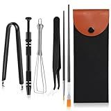 Keyboard Remover Tool Kit-6-Piece Set, Switch Puller, Keycap Puller, Lubricating Pen, Cleaning Brush, Tweezers, 4-Jaw Gripper, and Key Cap Puller for Mechanical Keyboards with Black Felt Bag