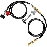 Skyflame LP Burner Connection Kit, Propane Fire Pit Replacement Parts with 1/2" Control Valve Key Set, 0~30PSI Adjustable Gas Pressure Regulator Hose, 60" Connect Hose, 150K Brass Air-Mixer