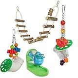 Cage Enhancement Set - Interactive Climbing Foraging Natural Branch Perch Cage Accessory Toy Bundle - for Sugar Gliders, Rats, Ferrets, Hamsters, Squirrels, Parrots, Birds, Marmosets, Degus, Monkeys