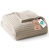 Exclusivo Mezcla 100% Cotton Throw Blanket for Couch, Khaki