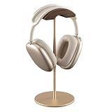 QinCoon Headphone Stand, Walnut Wood & Aluminum Headset Stand, Nature Walnut Gaming Headset Holder with Solid Heavy Base for All Headphone Sizes (Gold)