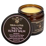 Terra Lotus - Organic Grass-Fed Beef Tallow Balm with Raw Honey - Moisturizing Cream for Soft, Smooth Skin - Handmade All-Natural Moisturizer (2 Oz, Lavender)