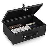 KYODOLED Fireproof Document Box with Key Lock, Small Lock Boxes for Personal Items, Fire and Water Resistance, Fireproof Safe Box for Documents, Jewelry, Passport, Cash, 12.6'' x 8.3'' x 4.3'' Black