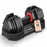 PIRIER Adjustable Dumbbell 50LB, 18-in-1 Free Weight Adjustable Dumbbells, One-Hand Twist Adjust, Space-Saving Design, Home Gym Strength Training Equipment for Men & Women