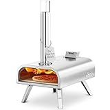 BIG HORN OUTDOORS 16" Multi-Fuel Outdoor Pizza Oven – 2-in-1 Wood-Fired & Gas Compatible (Burners Sold Separately), 1112°F Outdoor Stainless Pizza Cooker, Portable for Party Usage, Sliver