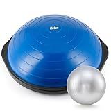 ZELUS 25in. Balance Ball | 600lb Inflatable Half Exercise Ball Wobble Board Balance Trainer w Nonslip Base | Half Yoga Ball Strength Training Equipment w 2 Bands, Pump, Extra Ball Included (Blue)