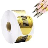 500 Pcs Nail Forms Gold Horseshoe Nail Extension Guide Paper Forms for Builder Gel, Polygel, Acrylic Nails