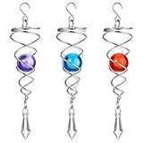 3 Pieces Gazing Ball Spiral Tail Spiral Tail Decorative Wind Spinner for Indoor Outdoor Decoration, 7.1 Inches/ 18 cm