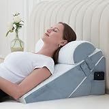 HDJOAPS 3Pcs Orthopedic Bed Wedge Pillow for Sleeping, Post Surgery or Back, Neck and Knee Support, Adjustable 9&12 Inch Memory Foam Wedge PillowTriangle Pillow for Acid Reflux Gerd Snoring