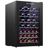 EUHOMY 45 Bottle Wine Cooler Refrigerator, Wine Fridge with Glass Door for Red, White and Champagne, Mini Fridge with Adjust Temperature for Home Kitchen Bar 4.5 Cu.ft, Black