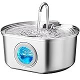 Cat Water Fountain Stainless Steel: 108oz/3.2L Cat Fountain for Drinking- Pet Water Fountain Inside - Automatic Dog Watering Dispenser Bowl - Pet Feeding & Watering Supplies - Water Level Window