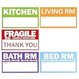 Home Moving Labels, 300 Count Color Coded Moving Labels for Boxes, 3.5"x2" Large Packing Stickers with Writable Areas, Includes Fragile and Blank, Removable