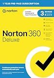Norton 360 Deluxe, Antivirus software for 3 Devices with Auto-Renewal – Includes Advanced AI Scam Protection, VPN, Dark Web Monitoring & PC Cloud Backup [Key Card]