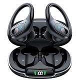 occiam Active Noise Cancelling Earbuds Wireless Bluetooth Headphones Ear Buds 90Hrs Playback Stereo Bass Earphones with Mic Over-Ear Hooks IPX7 Waterproof Headset for Work Sports Running Matte Black