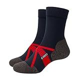 Kaiera - Trek Light – Lightweight Merino Wool Hiking Socks, Made in Italy 1-Pack (US 4-5.5) Black/Red, Cushioned Anti-Blister, Breathable, Ultra Comfortable & Soft for Outdoor Activities