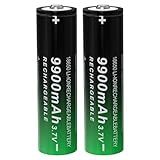 DQGG 18650 Rechargeable Battery 9900mAh 3.7V Li-ion Batteries 18650 Battery Button Top 2 Pack for Flashlights Headlamps
