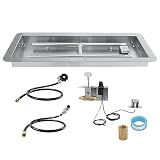VEVOR 24 x 8 inch Drop-in Fire Pit Pan, Rectangular Stainless Steel Fire Pit Burner Kit, Propane Gas Fire Pan 120,000 BTU with H-Burner for Indoor or Outdoor Use