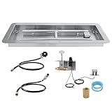 VEVOR 36 x 12 inch Drop-in Fire Pit Pan, Rectangular Stainless Steel Fire Pit Burner Kit, Propane Gas Fire Pan 150,000 BTU with H-Burner for Indoor or Outdoor Use