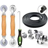 King&Charles Screen Repair Kit, Screen Roller Tool, Steel/Nylon Roller with Bear+8pcs Screen Clips+32ft Screen Spline+Removal Hook, 5 in 1 Window Screen Door Repair Kit,for Installing Door Window Mesh