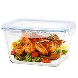 TRBIDRBO 11 Cups / 88oz/ 2600 ML Large Glass Food Storage Containers with Lids, Leakproof Large Meal Prep Container for Soup Leftover Rotisserie Chicken Baking - Microwave Oven Safe