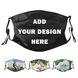 buxvhre Custom Face Masks Design Your Own Text Image Logo Personalized Mask Filter Reusable Adjustable Bandana Face Cover for Men Women
