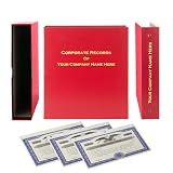 Corporate Kit (Red) - Binder, Slipcase, Minutes & Bylaws, Stock Certificates with Stubs & Customizable Index Tabs