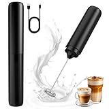 Rechargeable Milk Frother, Handheld Coffee Frother Wand Drink Mixer with Cover, Electric Whisk Coffee Mixer for Matcha Lattes Cappuccino Hot Chocolate