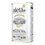 Aleta, USDA Organic Greek Extra Virgin Olive Oil, EU Certified Single Estate PDO Greece, 1 Lt (33.8 oz.) Tin, Kosher EK, Pack of 1