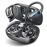 TRAUSI Wireless Bluetooth 5.4 Headphones, Fast Charging Stereo Earphones with Noise Cancelling Mic, IPX7 Waterproof and Comfort Fit Ear Buds for Fitness, Workouts Black
