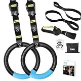 GHB Gymnastic Rings Gym Rings 1.1" Olympic Rings Adjustable Straps Pull Up Rings Sets for Workout Bodyweight Fitness Training