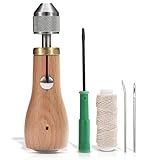 Precision Quilting Tools Sewing Awl Hand Held Sewing Device - Heavy Duty Sewing Kit with Durable Wood Handle - Manual Quick Stitch for Canvas, Leather, Vinyl