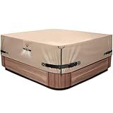 1000N Tearing Strength Hot Tub Cover Protector 85 x 85 inch fits 84 x 84, 83 x 83, 82 x 82 inch or 81 x 81 Square SPA, Hot Tub Covers Replacement-Wheat