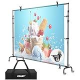 EMART 10x7.7ft Rolling Backdrop Stand with Wheels, Adjustable and Movable Photo Backdrop Banner Stand for Studio Photography, Wedding, Party Decoration, Video Recording, Events Decoration