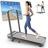 Foldable Treadmill with 10% Incline Upgrade 3.5HP Low Noise Walking Pad Treadmill with Handle Bar Rayspace 4 in 1 Portable Under Desk Treadmills for Home/Office, 350Lbs Capacity, APP & Remote Control