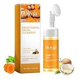 HOYGI Turmeric Face Wash with Brush, Turmeric Foaming Facial Cleanser for All Skin, 3.38 Fl Oz/pcs