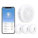 Winees WiFi Water Detector, 3 Pack Water Sensors with Leak Alert Email&SMS Notification, 100dB Adjustable Alarm, 100M Transmission for Basement, Bathroom, Laundry, IFTTT