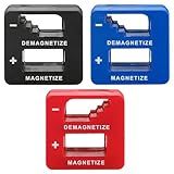MeasuPro Demagnetizer and Magnetizer For Screwdrivers Tips, Bits, and Small Tools, Large or Big Screws, Drills, Drill Bits, Sockets, Nuts, BRed olts, Nails, 3 Pack - Red, Black, and Blue