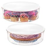 Zilpoo 2 Pack Plastic Round Food Storage Containers with Lid, 10.5" Covered Pie Keeper, Christmas Cookie, Cupcake Carrier, Cheesecake Holder, White
