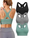 Tmeefee Adjustable Sports Bras for Women High Support, Padded Racerback Bra