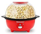 Elite Gourmet EPM330R Automatic Stirring 12-cup Popcorn Maker Popper, Hot Oil Popcorn Machine w/Measuring Cap & Built-in Reversible Serving Bowl, Great for Home Party Kids, Safety ETL Approved, Red