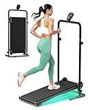 Non-Electric Treadmill with Dual Flywheel & Fixed Incline - Motorless Treadmill with LCD Monitor, Non-Slip Belt, Compact Foldable Design for Small Home/Gym Use, Soft Foam Grips for Walking/Jogging