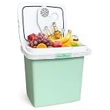 Electric Cooler, 26 Liter Mini Fridge with Automatic Locking Handle (Green)