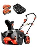 VOLTASK 48V Cordless Snow Blower, 48-Volt | 20-Inch Brushless Electric Snow Blower Cordless, Battery Snow Blower with Directional Plate & LED Lights (2 * 24V Battery & Dual Quick Charger Included)