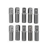 10PCS Replacement Part for M.C: Impact Socket Extension Adapter Converter Set - 1/4" Hex Shank to Square Drive 25mm | Chrome Vanadium Steel Tools for Power Drill, Driver Bit & Cordless Screwdriver