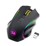 Redragon M602 Griffin RGB Gaming Mouse, RGB Spectrum Backlit Ergonomic Mouse with 7 Programmable Backlight Modes up to 8000 DPI for Windows PC Gamers (Black, Wireless)