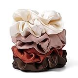 Satin Scrunchies for Women – 8PCS Earth Tone Silk Hair Ties – No Crease, Frizz-Free, Warm & Natural Hair Bands for Thick & Thin Hair, Earthy Hair Accessories Gifts