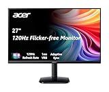 Acer 27 Inch Monitor- KB272-27 Inch FHD IPS (1920 x 1080) Display, Up to 120Hz Refresh Rate, 99% sRGB, Tilt, Adaptive-Sync Support (FreeSync Compatible) 1ms (VRB), sRGB 99% Color, HDMI & VGA Ports