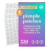 LivaClean 330 CT Pimple Patches for Face w/Salicylic Acid, Tea Tree Oil & Calendula Oil - Four Sizes - Pimple Patch, Hydrocolloid Patch, Acne Patches for Face
