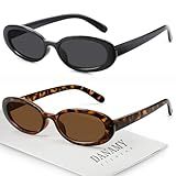 DANAMY Sunglasses Womens Retro Oval Sunglasses for Women Men Fashion Small Oval Sun Glasses 90s Vintage Driving Shades